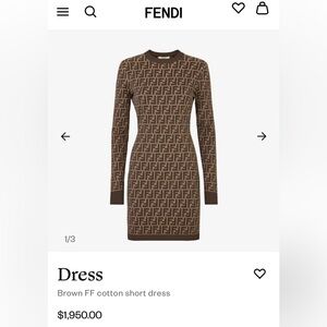 Fendi Brown FF Long Sleeve Dress